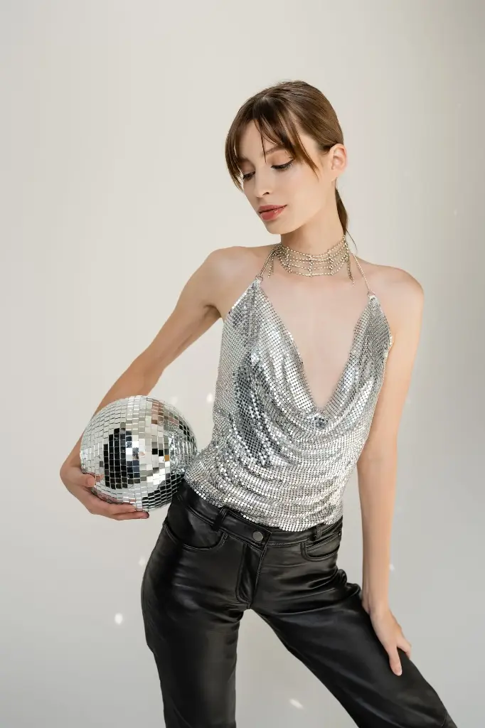 Sequin Mesh Top – Starlight Silver