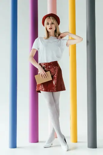 Faux Leather Mini Skirt – Burgundy Edge